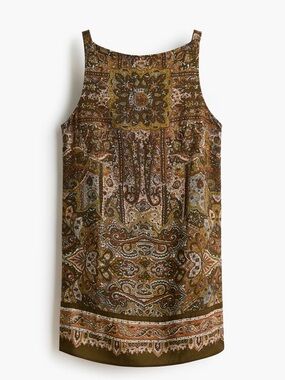 H&M Brown Paisley Print Sleeveless Shift Dress